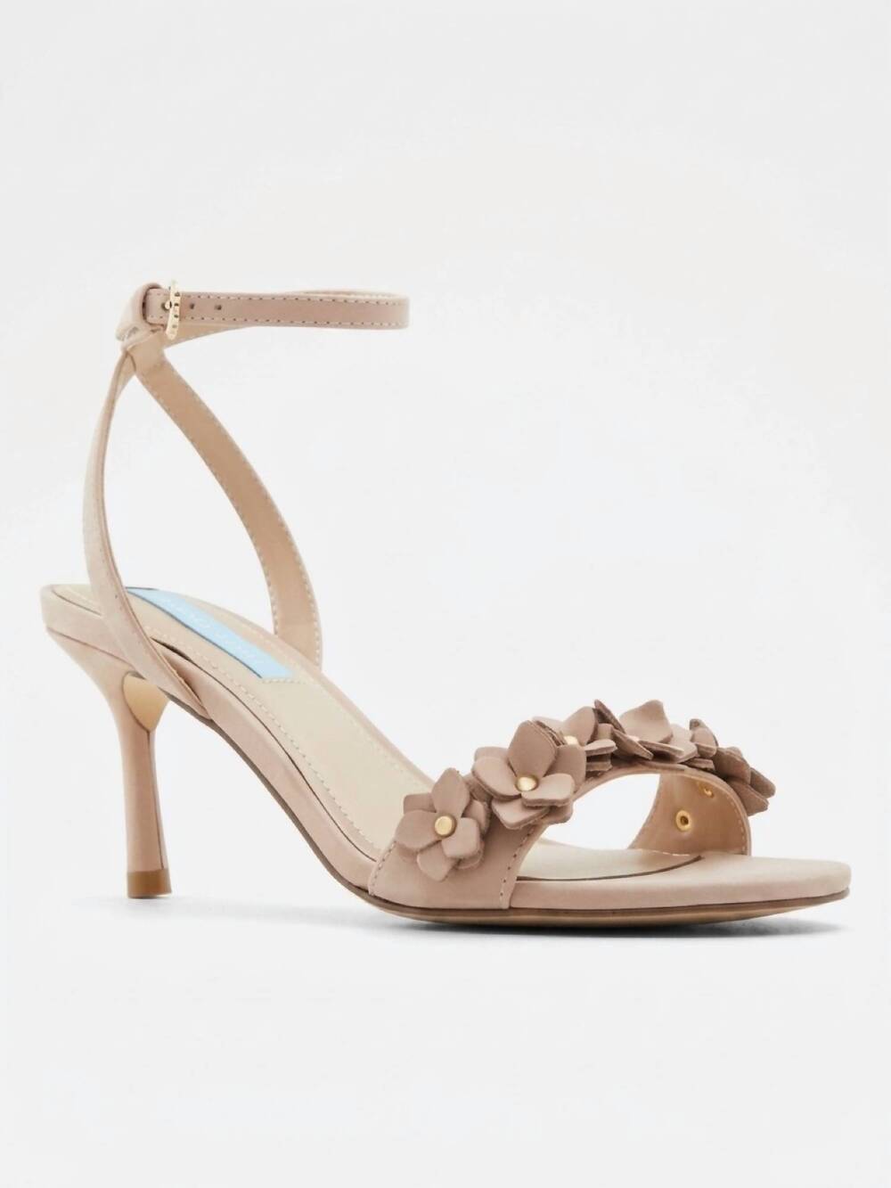 NEW DRAPER JAMES women's alice floral heeled sandal in medium pink